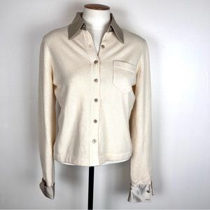 80s Vintage Banana Republic Silk and Wool Cardigan Sweater Small